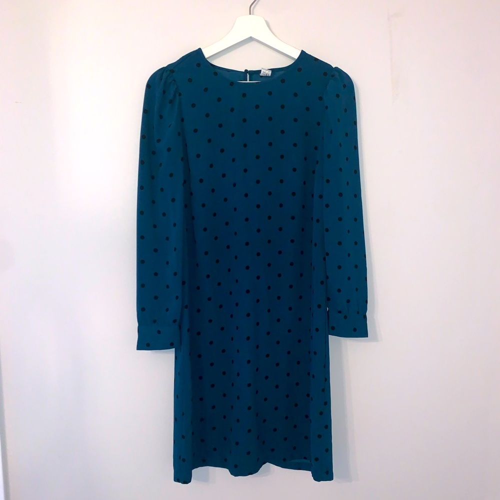 Green & black polka dot dress